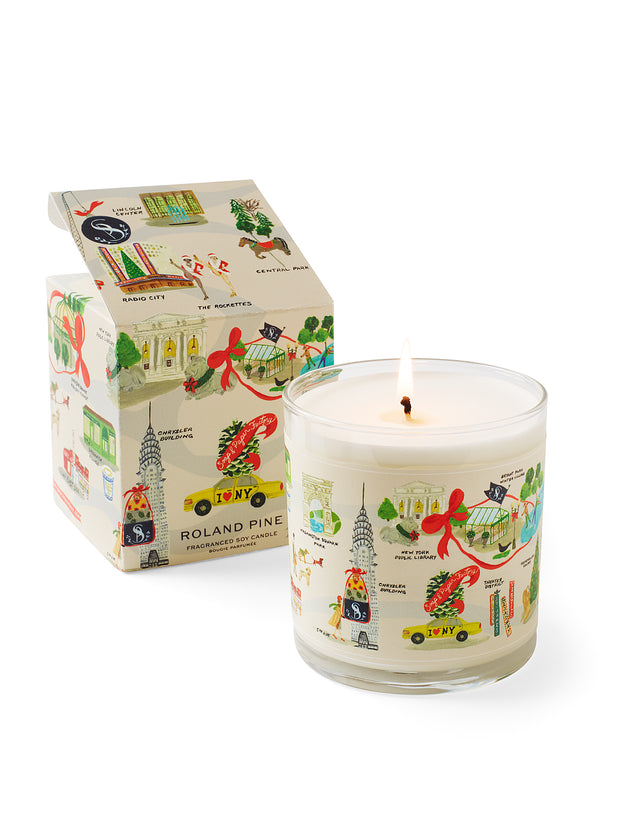 Holiday in New York Roland Pine Single-Wick Glass Soy Candle