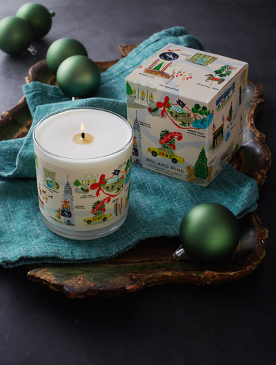 Holiday in New York Roland Pine Single-Wick Glass Soy Candle